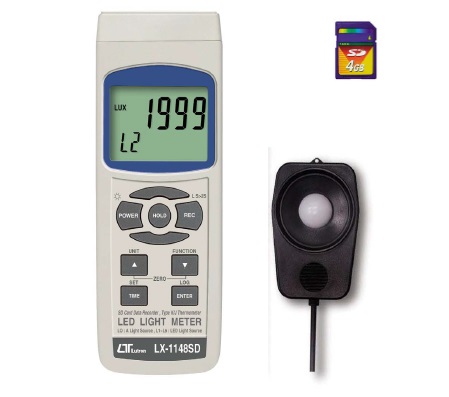 LED Light Meter/Recorder Model: LX-1148SD. SD Card real time data ...